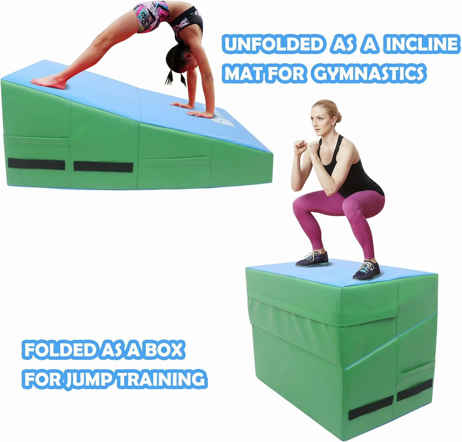 Gymnastics Wedge Mats Folding for Home Use | Incline Mat Cheese Wedge With Waterproof PVC Cover, EPE Foam for Exercise, Tumbling, Yoga, Pilates