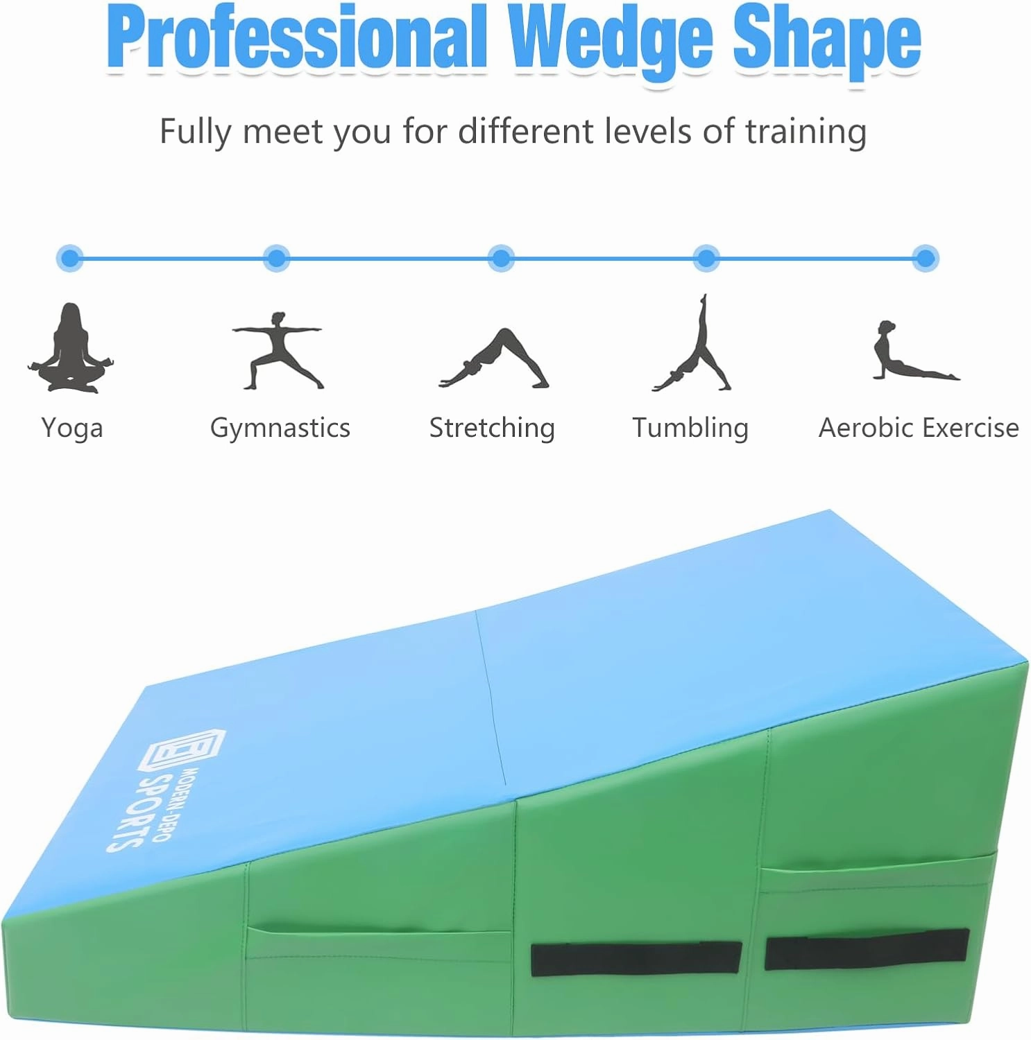 Gymnastics Wedge Mats Folding for Home Use | Incline Mat Cheese Wedge With Waterproof PVC Cover, EPE Foam for Exercise, Tumbling, Yoga, Pilates