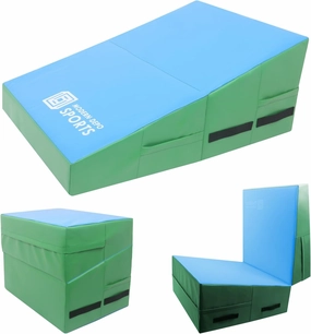 Gymnastics Wedge Mats Folding for Home Use | Incline Mat Cheese Wedge With Waterproof PVC Cover, EPE Foam for Exercise, Tumbling, Yoga, Pilates