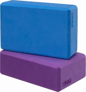 H&S Yoga Blocks Set of 2 - High Density EVA Foam Yoga Brick - Pilates Block Pillow - Yoga Block Set - Gym Accessories and Exercise Equipment - Meditation Cushions - Purple & Blue