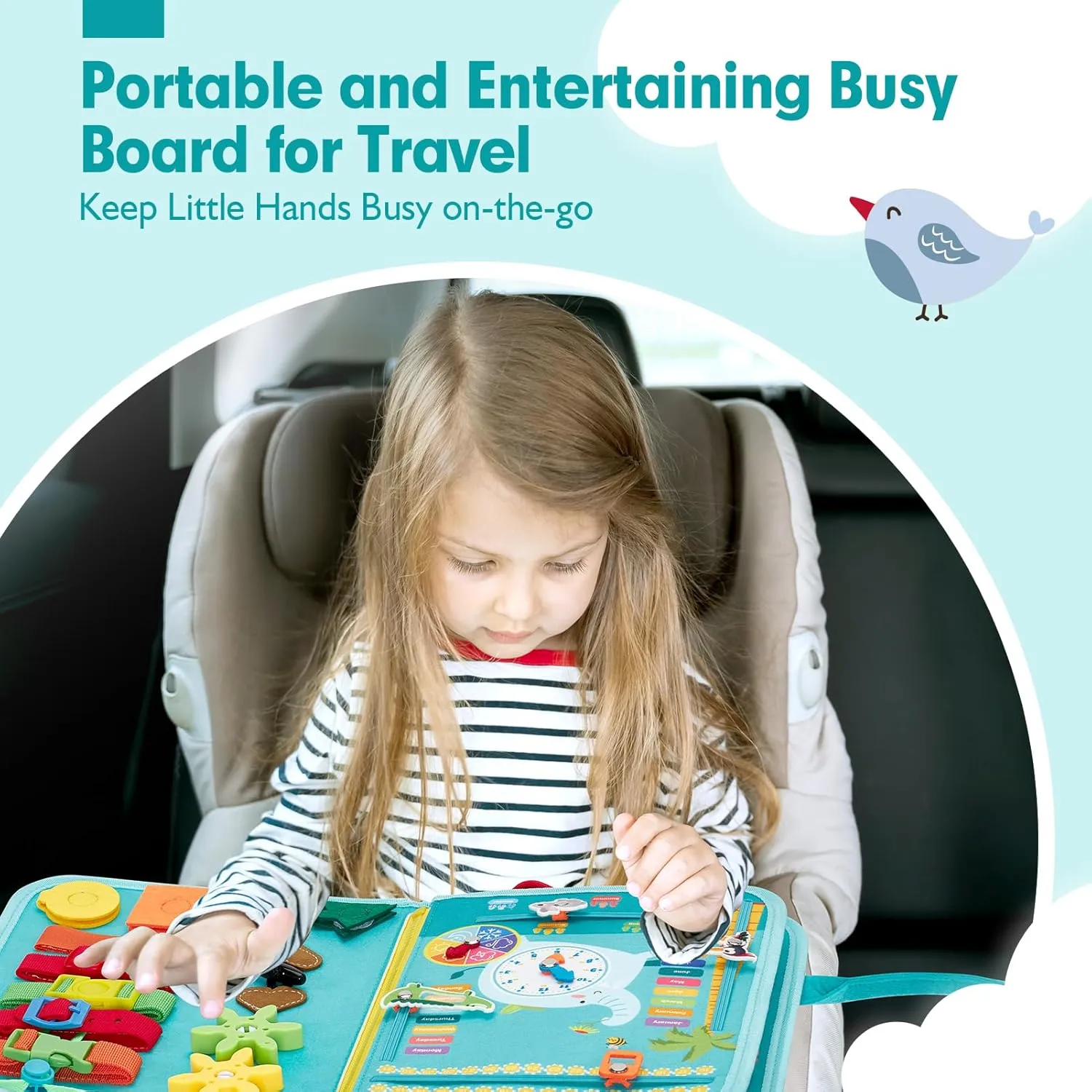 hahaland Busy Board for Toddlers Girls Montessori Toys for 3  Year Old Farm Animals Preschool Learning Activities Toddler Travel Toys for 3 
