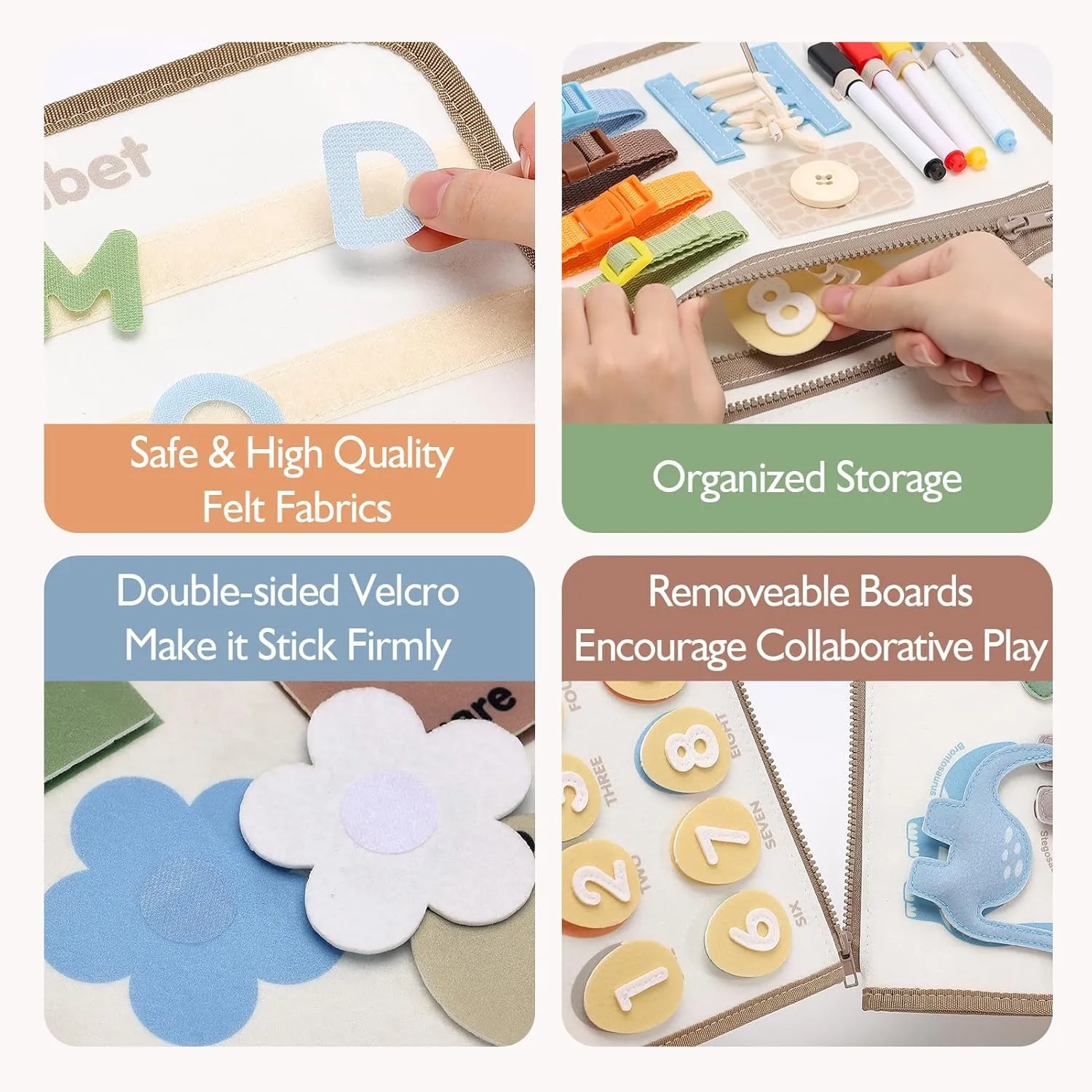 hahaland Montessori Busy Board for Toddlers 2-4 - 2 Year Old Boy Toys Birthday Gift - Travel Toys - Dinosaur, Alphabet, Number, Shape, Drawing, Life Skills