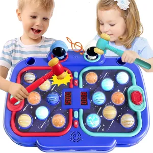 Hammer Mole Game for Kids Toddlers, Hammer and Pounding Interactive Toddler Toys for Boys 4-6 with 2 Hammers, 5 Modes, Learning Toys for Kids 3-6 Year Old Boys Blue
