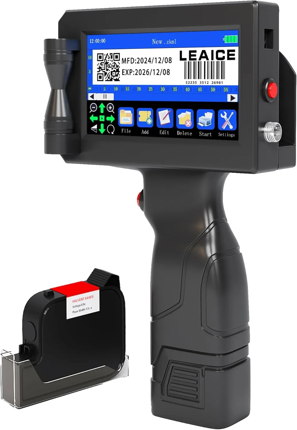 Handheld Inkjet Printer with 42ml Quick-Drying Ink Cartridge, Portable Handheld Printer Gun with 4.3 Inch Touch Screen for Text QRCode Barcode Batch Number Label Logo