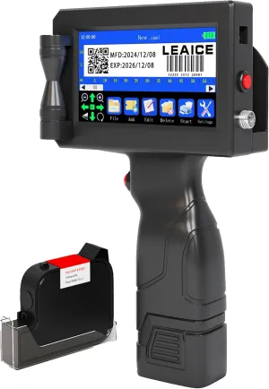 Handheld Inkjet Printer with 42ml Quick-Drying Ink Cartridge, Portable Handheld Printer Gun with 4.3 Inch Touch Screen for Text QRCode Barcode Batch Number Label Logo