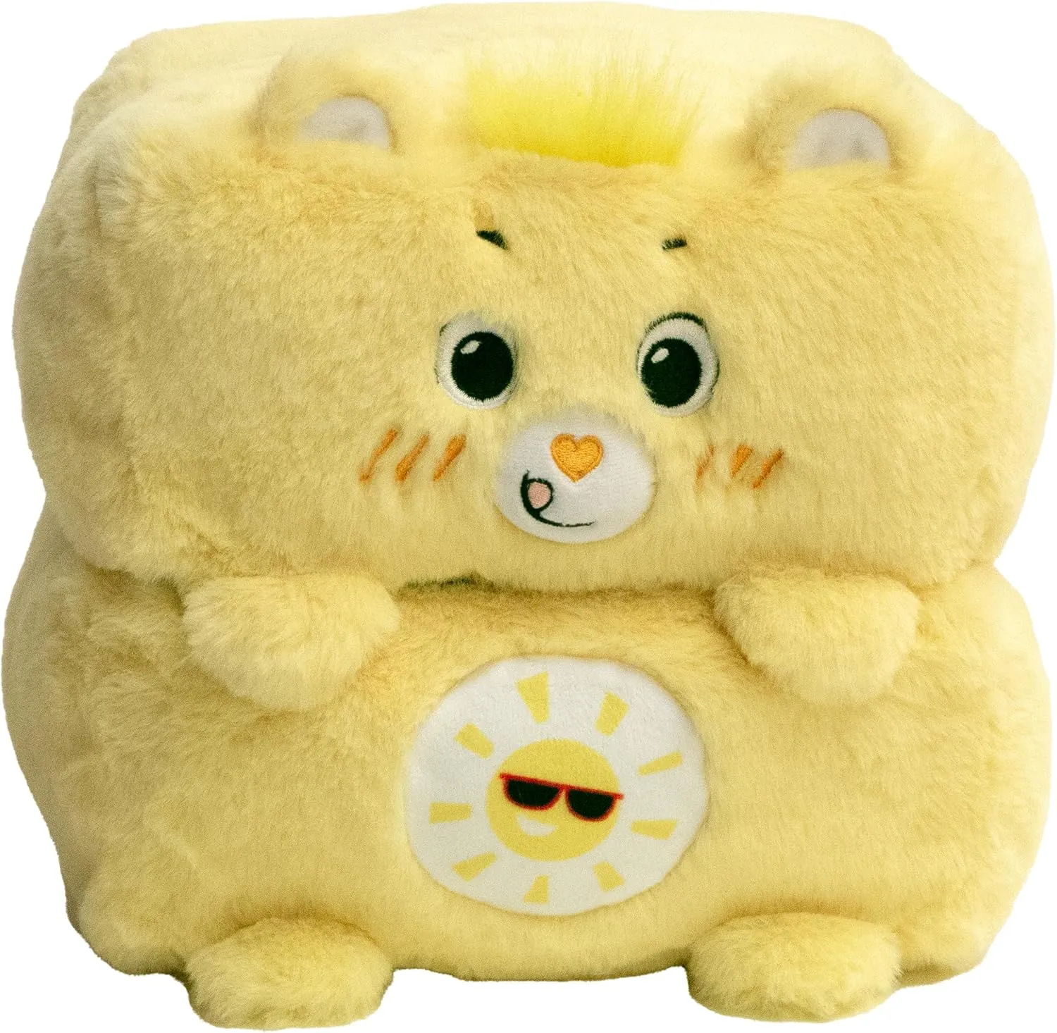Happy Nappers: Care Bears 10" Pop N' Play Cube - Funshine Bear - Mushmillow Character Unfolds Into A Plush Pillow, Multi-Use, Chair-Footrest, Kids Toy