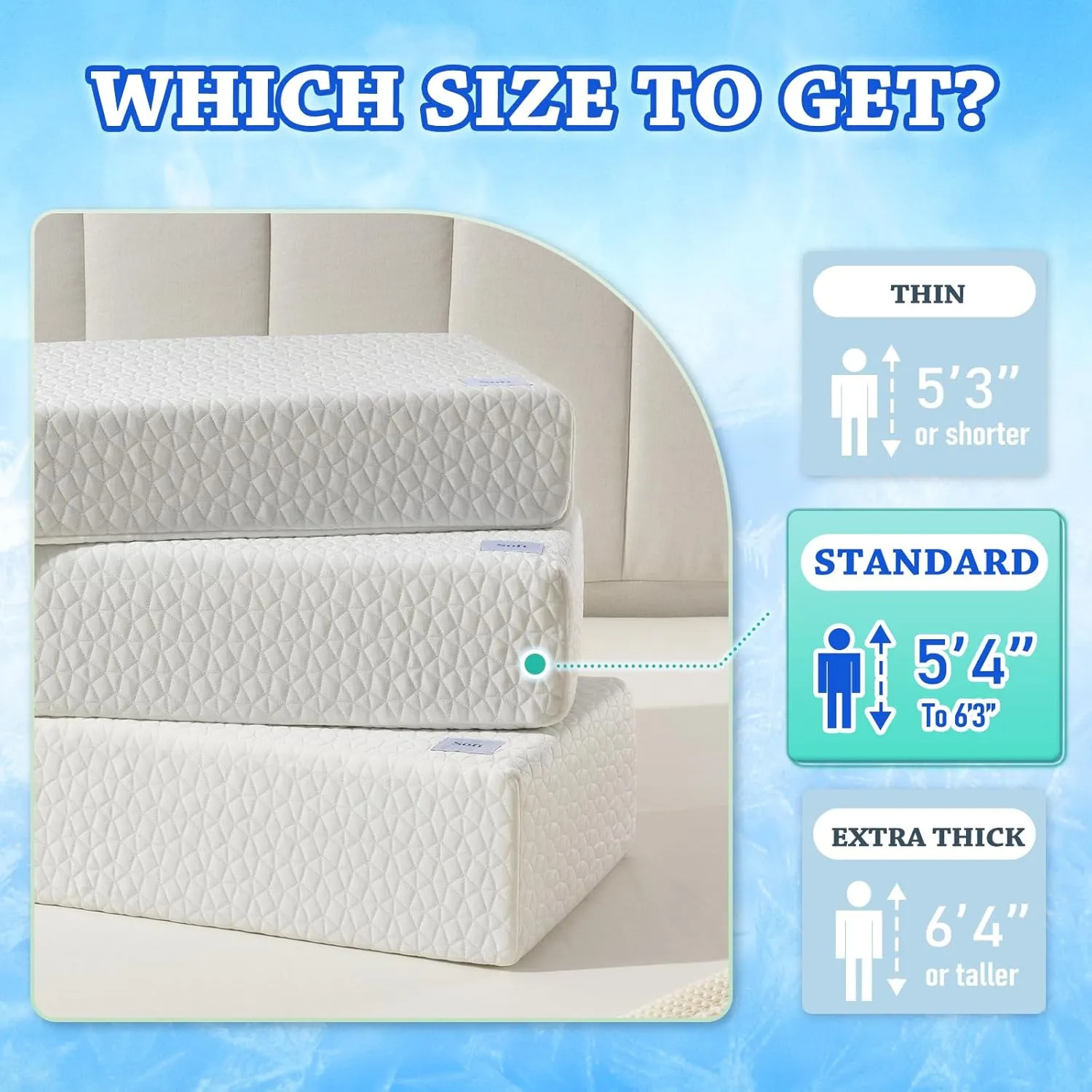 HARBOREST Ice Cube Cooling Pillow for Side Sleepers Memory Foam Side Sleeper Pillow Support Head & Neck for Pain Relief，12"x24"x5"