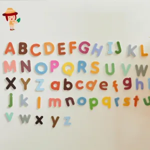 Hattung Magnetic Alphabet Set Extra-Thick, Multicolor Letters with Matching Flashcards - Safe, Non-Toxic Foam for Early Learning, Spelling, Vocabulary