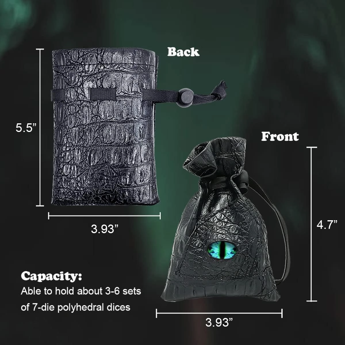 Haxtec Dragon Eye Dice Bag Drawstring Leather DND Dice Pouch Storage Bag for D&D Dices Coins and Accessories (Eternal-Blue Eye) Patent Number D893867