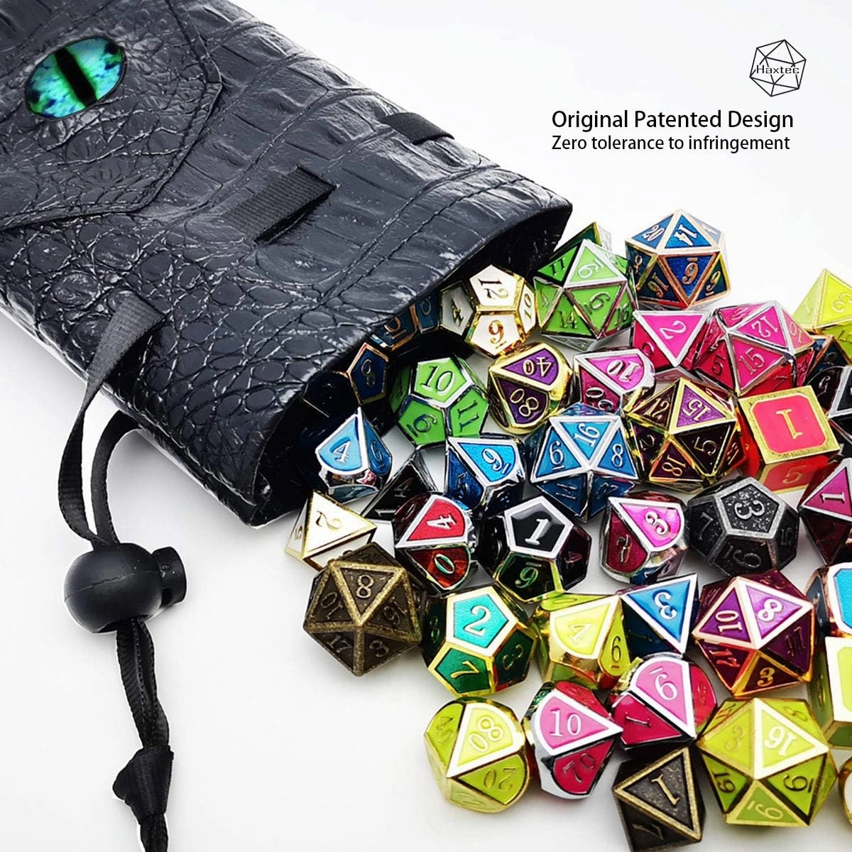 Haxtec Dragon Eye Dice Bag Drawstring Leather DND Dice Pouch Storage Bag for D&D Dices Coins and Accessories (Eternal-Blue Eye) Patent Number D893867