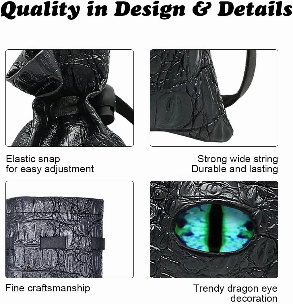 Haxtec Dragon Eye Dice Bag Drawstring Leather DND Dice Pouch Storage Bag for D&D Dices Coins and Accessories (Eternal-Blue Eye) Patent Number D893867
