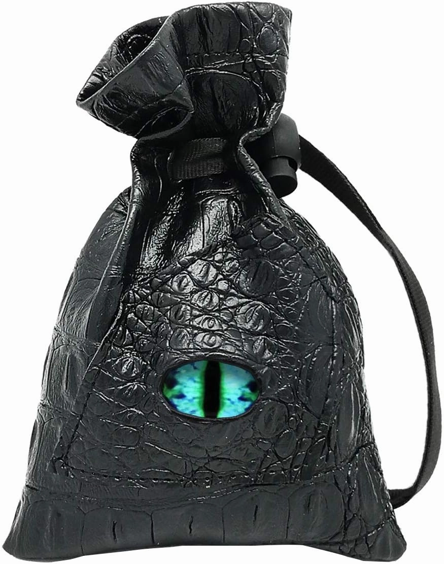 Haxtec Dragon Eye Dice Bag Drawstring Leather DND Dice Pouch Storage Bag for D&D Dices Coins and Accessories (Eternal-Blue Eye) Patent Number D893867