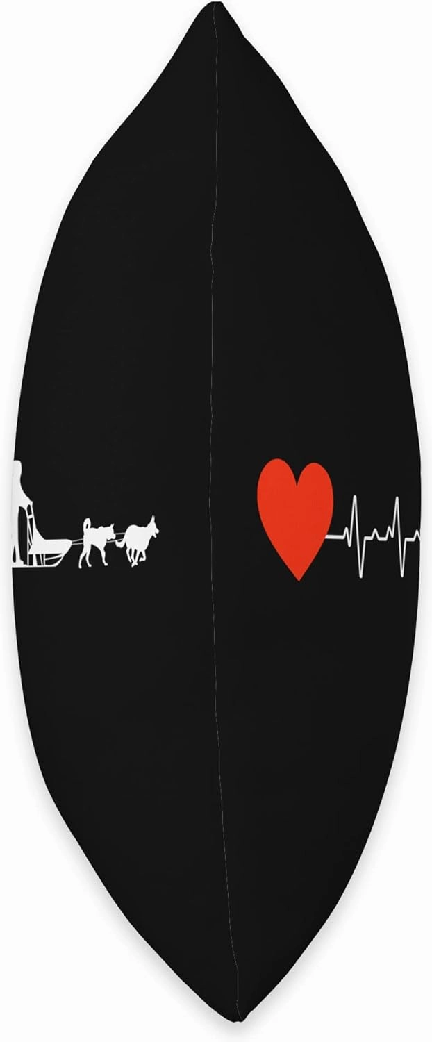 Heartbeat EKG Dog Sled Racing Husky Huskies Musher Ice Snow Throw Pillow