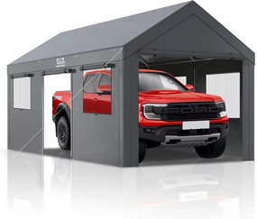 Heavy Duty 10x20 Carport, Waterproof UV Resistant Portable Garage Shelter with Rustproof Steel Frame, All Weather Protection for Vehicles Boats Equipment