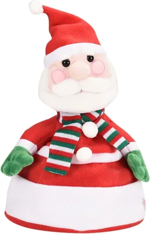 HELLORSO Singing and Dancing Christmas Hat Electric Swing Moving Glowing Santa Hat Plush Funny Xmas Toy Hat Musical Christmas