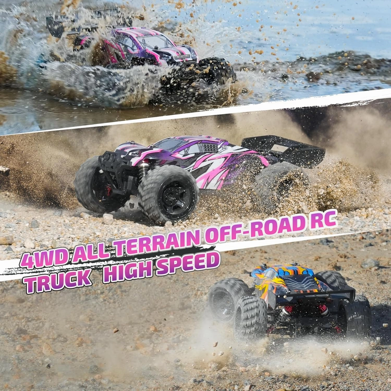 High Speed Car,Large Remote Control Truck 4X4 RTR Fast RC Cars for Adults,All Terrains RC Monster Truck Off Road Hobby Electric Vehicle Toys Birthday Christams Gifts for Kids