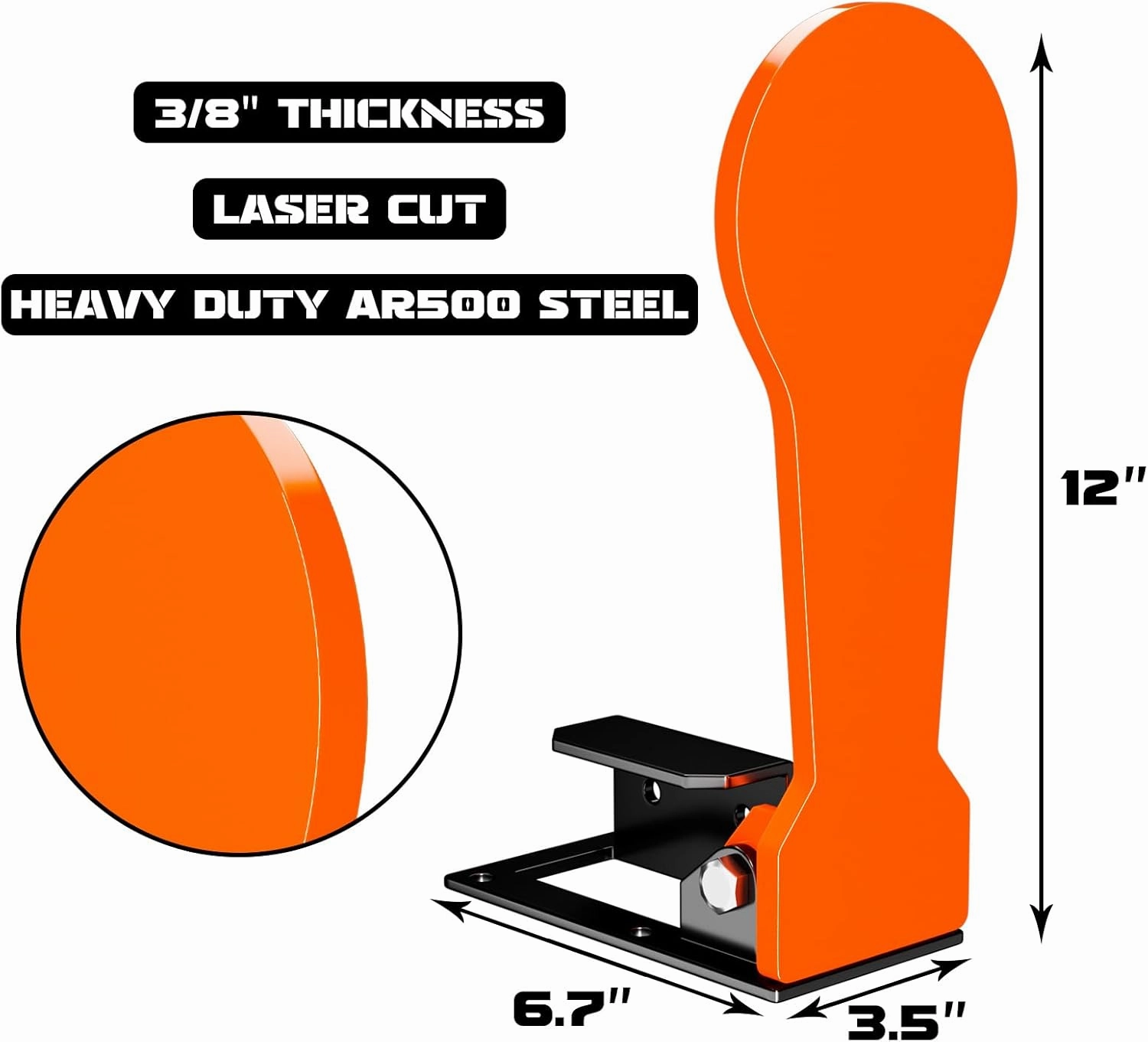 Highwild 3/8" AR500 Classic Popper Steel Shooting Target 12" Auto Reset Target for Shooting Range Outdoor