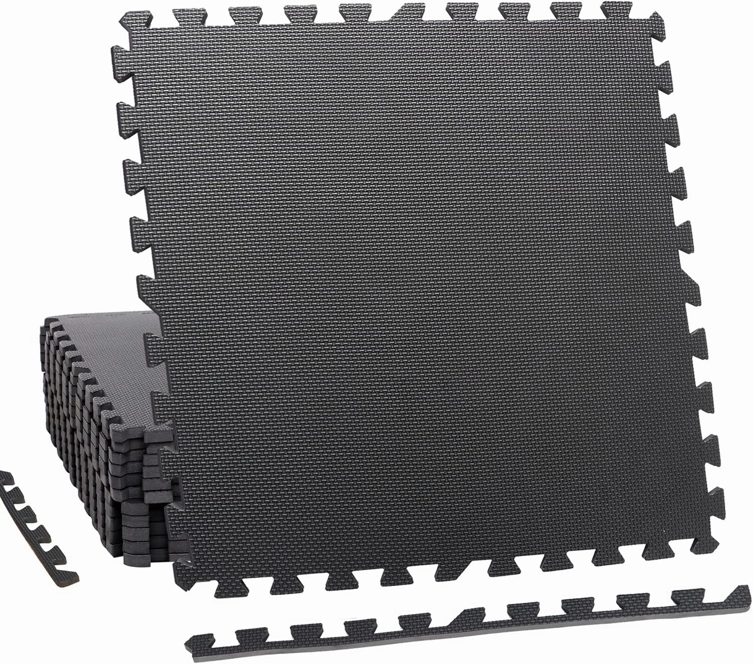 HomGarden Puzzle Exercise Mat 1/2’’ EVA Interlocking Foam Floor Mats for Exercise Equipment Home Gym Workout Mat(12 Tiles) Black