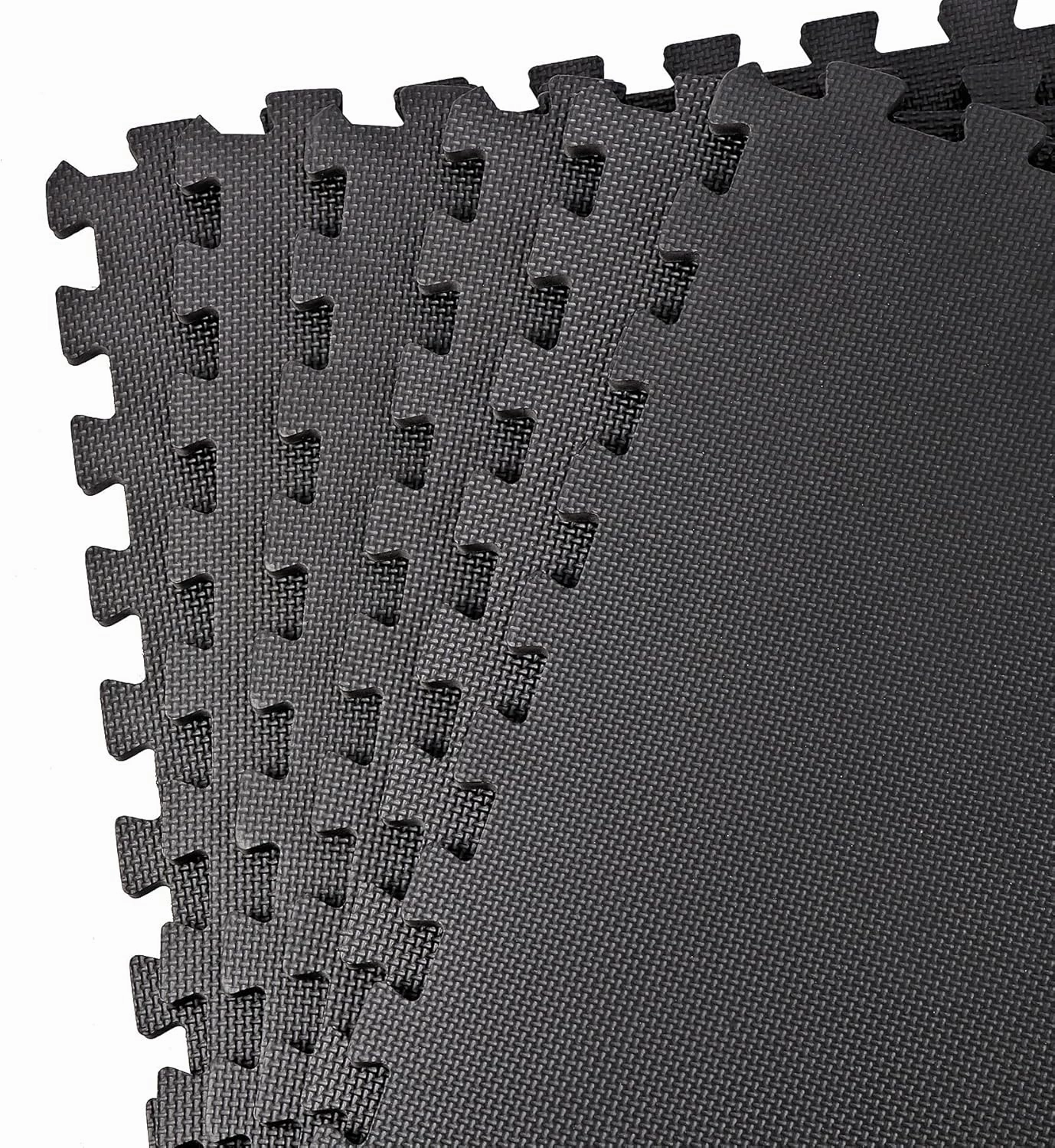 HomGarden Puzzle Exercise Mat 1/2’’ EVA Interlocking Foam Floor Mats for Exercise Equipment Home Gym Workout Mat(12 Tiles) Black