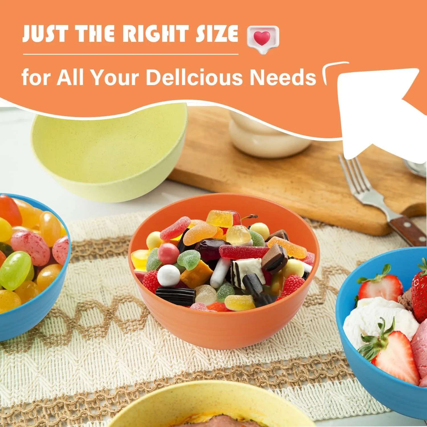 Homienly Wheat Starw Small Bowls, Reusable Mini Bowls for Kids, 10 OZ Dessert Bowl Set of 6, Unbreakable Microwave and Dishwasher Safe Bowl for Snack, Deseert, Appetizer, Fruits (Shoreline Color)