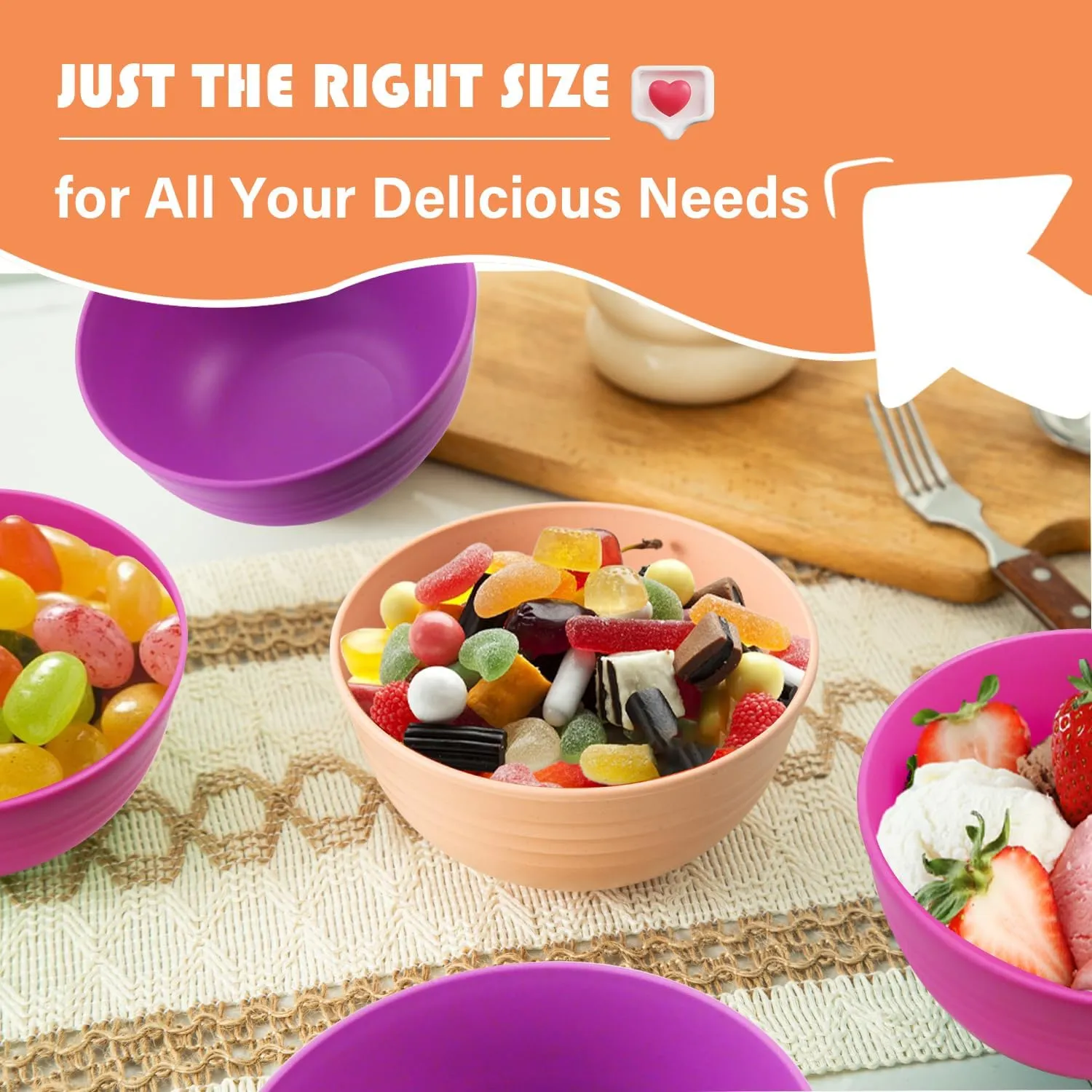 Homienly Wheat Straw Small Bowls Set of 6, Dessert Bowls, Ice Cream Bowl 10 OZ, Unbreakable Plastic Bowls for Kitchen, Snack, Soup, Side Dish, Fruits, Dishwasher Safe Appetizer Bowl(Pink Flower)