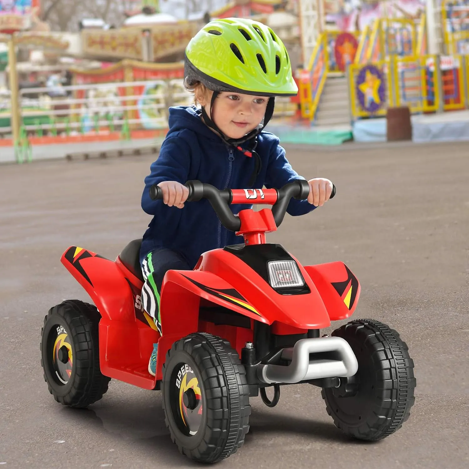 HONEY JOY Ride On ATV, 6V Mini Off-Road Battery Powered Motorized Quad for Kids, Anti-Slip Wheels, RWD 4-Wheeler Electric Ride On Toy Car for Toddlers (Red)