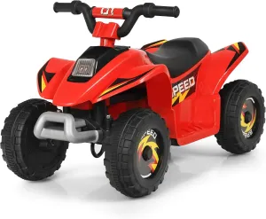 HONEY JOY Ride On ATV, 6V Mini Off-Road Battery Powered Motorized Quad for Kids, Anti-Slip Wheels, RWD 4-Wheeler Electric Ride On Toy Car for Toddlers (Red)