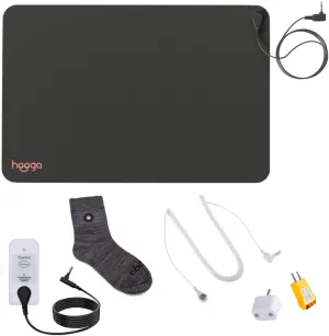 Hooga Grounding Mat Kit for Pain Relief, Energy, Sleep, Inflammation, Wellness with Conductive Socks, Adapter, Outlet Tester, Continuity Tester, Extra Grounding Cord