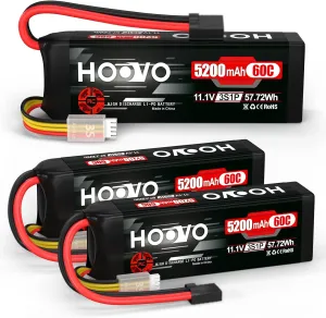 HOOVO 11.1V 3S LiPo Battery 5200mAh 60C with Tr Plug for RC Car RC Truck Airplane Helicopter Boat Car Racing RC Hobby 3 Packs