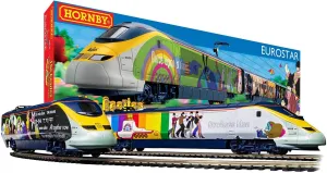 Hornby Electric Train Set - R1253T The Beatles Yellow Submarine - OO Gauge Train Starter Sets, Adult Vintage Trains, Small Hobby Model for Adults - with Tracks, MidiMat, Connecting Track, Controller