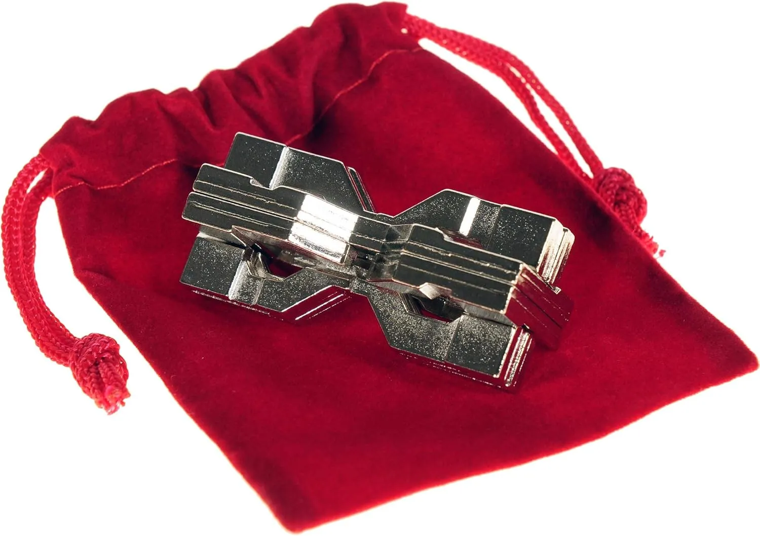Hourglass Hanayama Brain Teaser Puzzle, New 2019 Release, Level 6 Difficulty Rating, RED Velveteen Pouch