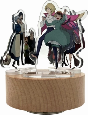 HowlMoving Castle-Merry Go Round of Life Music Box, 3Pcs Acrylic Standing Figures Rotating Wood Base Wind Up Musical Gifts for Valentine Women Birthday Anime Fans Christmas Model Kits Holder