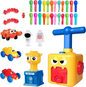 Hoxey Monster Balloon Powered Car Toy with Pump, Balloon Launcher, Creative Inflatable Racing Car for Kids (Red, Yellow, Blue, Green)