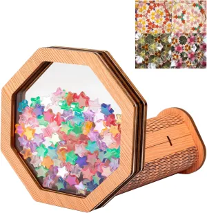 Huizhenyun DIY Kaleidoscope Eyepiece Upgrade, Wooden Classic Kaleidoscope Replaceable Observation, Ideal Gift for Nature Lovers, Outdoor Classic Hands-on Children's Toys.