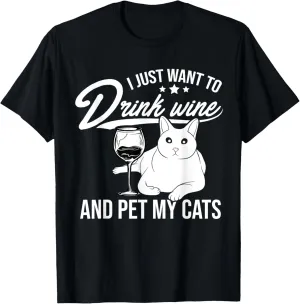 I Just Want To Drink Wine And Pet My Cat Cat Lover Trainer T-Shirt
