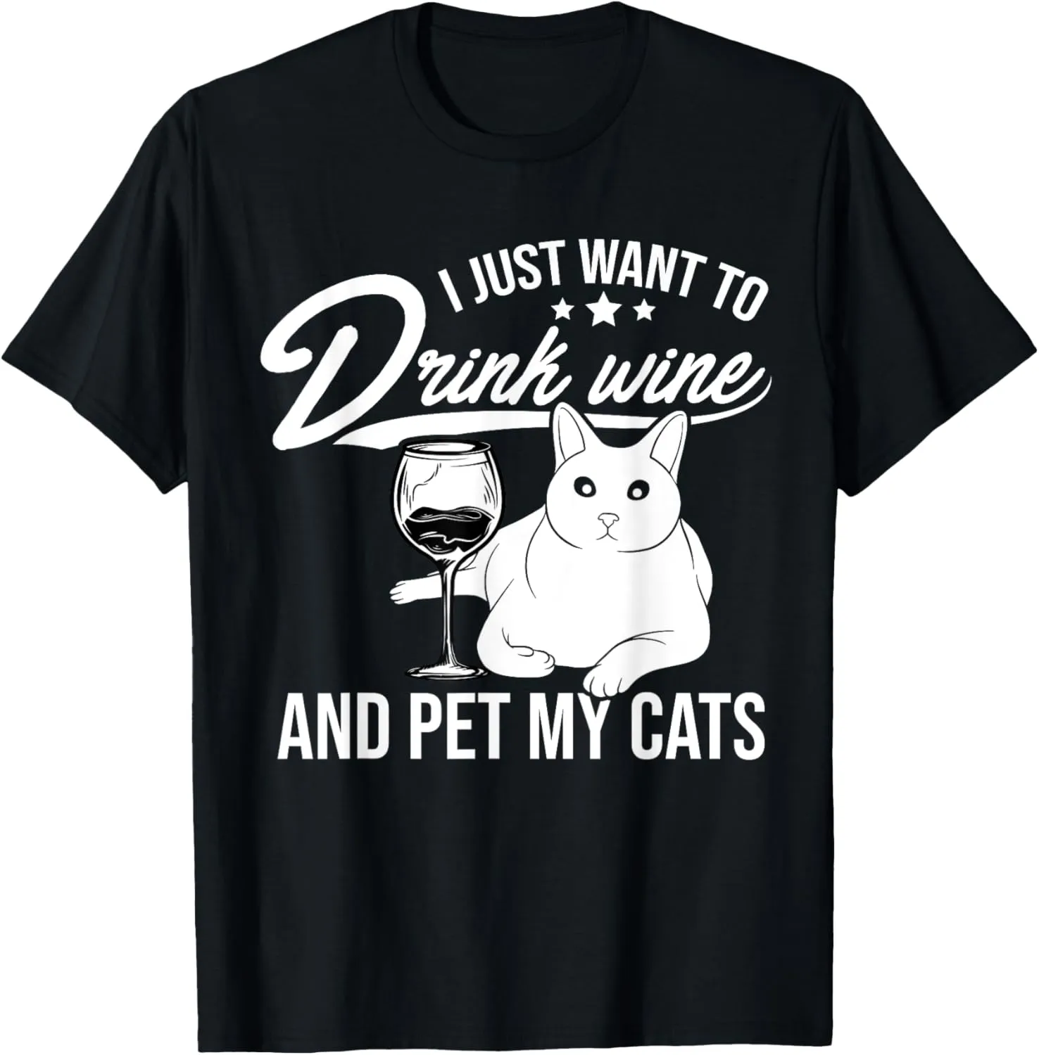 I Just Want To Drink Wine And Pet My Cat Cat Lover Trainer T-Shirt
