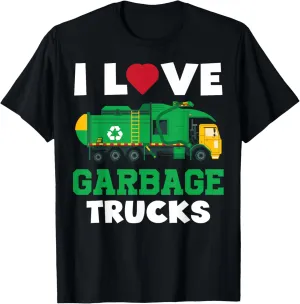 I Love Garbage Recycling Truck Kids Boys Toddlers Trash T-Shirt