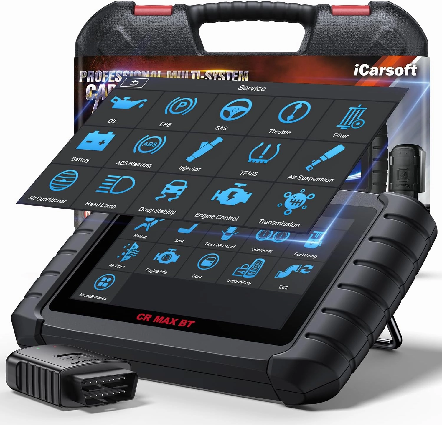iCarsoft CR Max BT Ehanced Wireless OBD2 Scanner, All System Car Diagnostic Tool, 49 Reset Extra 46 Service, 40000 Bidirectional Tests, ECU Coding, Battery Registration,CANFD, Auto VIN, Free Update