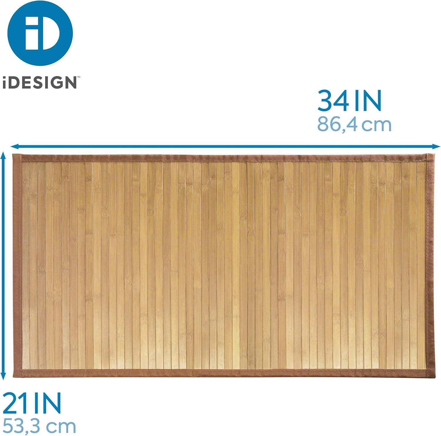 iDesign Formbu Bamboo Mat Rug Runner for Bathroom, Kitchen, Entryway, Hallway, Office, Mudroom, 34" x 21", Natural Wood