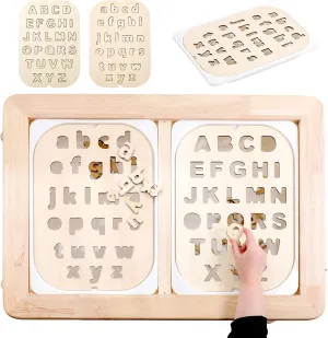 IEATFO Sensory Table Flisat Trofast Inserts Wooden Alphabet Board Set - Capital and Small Letters for Sensory Table Play - Montessori-Inspired