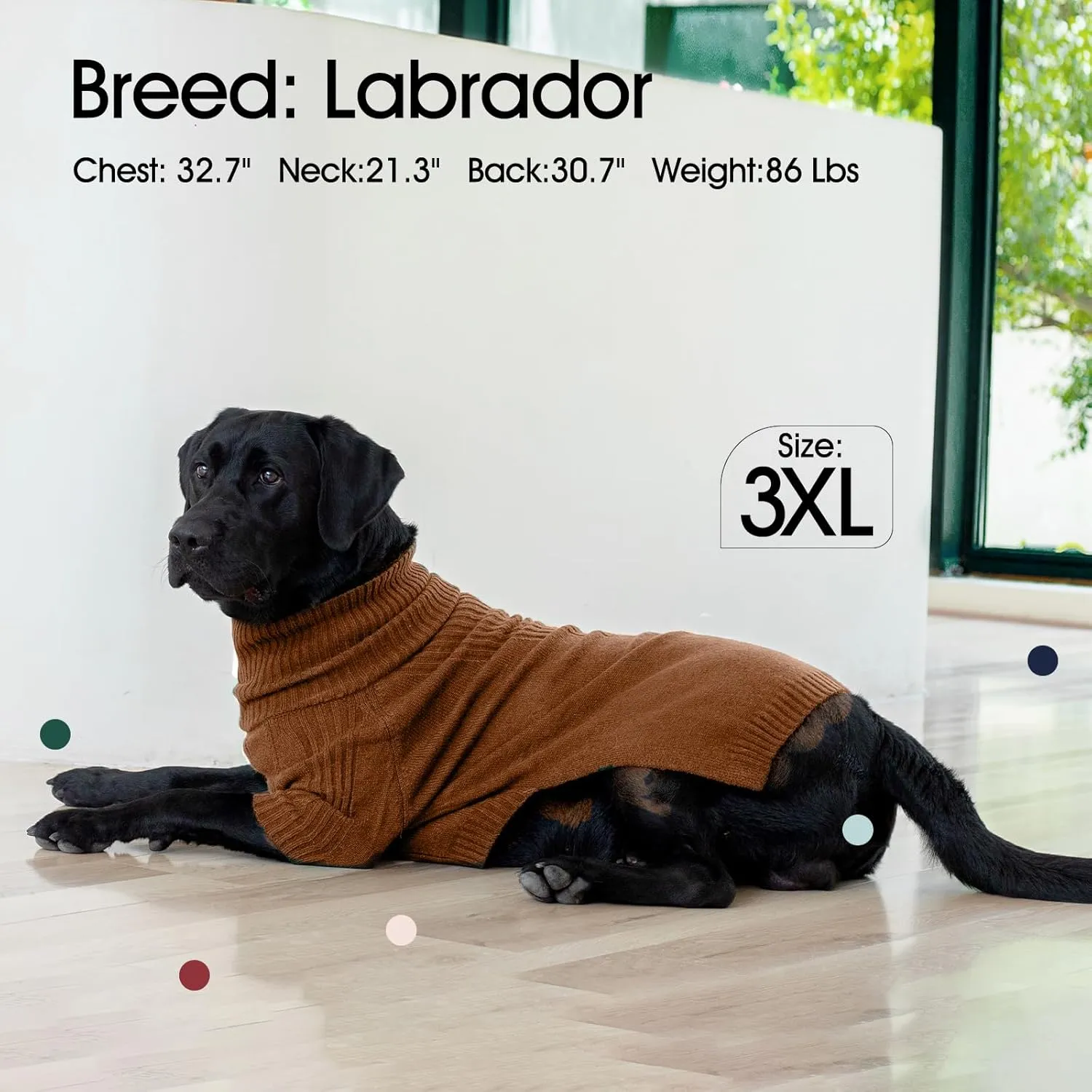 IECOii Dog Sweater,Dog Sweater for Medium Dogs Girls Boys,Dog Sweater Christmas,Pet Sweatshirt Knitwear Outfit for Holiday,Turtleneck Warm Clothes for French Bulldog,Boston Terrier(Caramel Color,M)