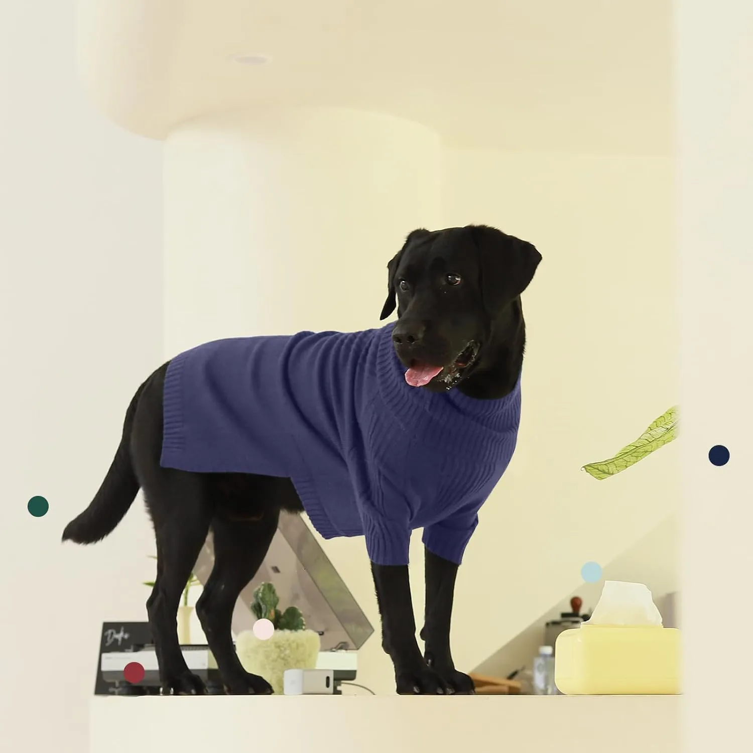 IECOii Dog Sweater,Dog Sweaters for Medium Dogs Girls Boys,Doggie Sweater Christmas,Pet Sweatshirt Knitwear Outfit for Holiday,KnitTurtleneck Warm Clothes for French Bulldog,Boston Terrier (Blue,M)