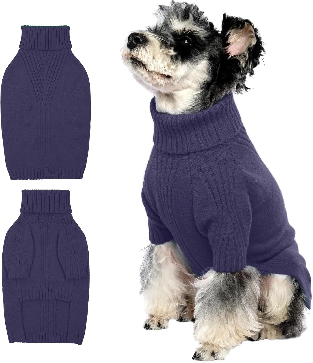 IECOii Dog Sweater,Dog Sweaters for Medium Dogs Girls Boys,Doggie Sweater Christmas,Pet Sweatshirt Knitwear Outfit for Holiday,KnitTurtleneck Warm Clothes for French Bulldog,Boston Terrier (Blue,M)