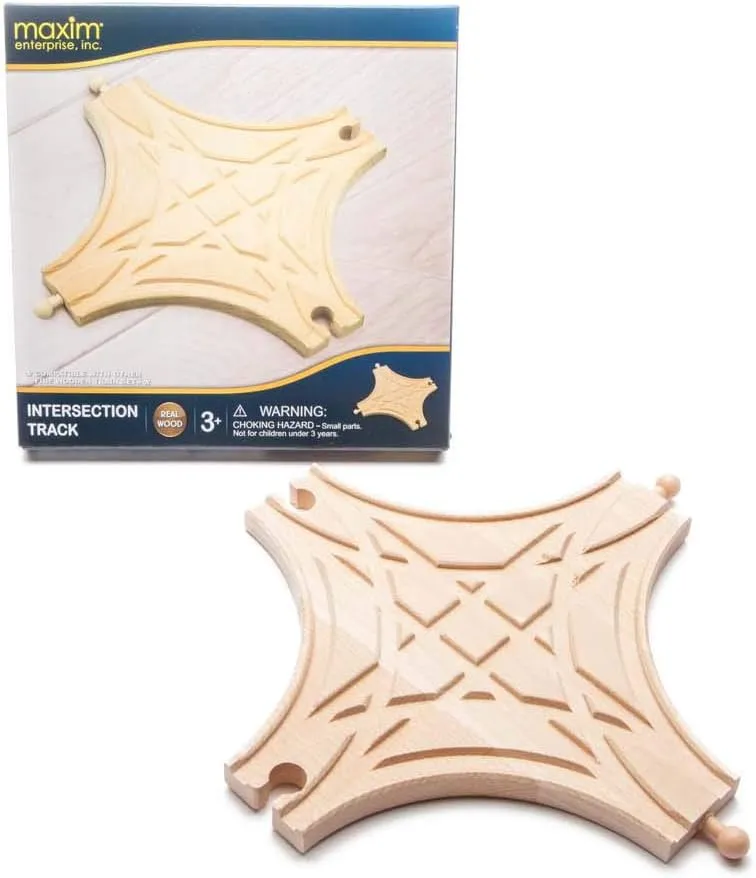 inc. Intersection Star Track for Toy Train, Multi-Way Switch Track, Wooden Track Accessories Compatible with Thomas and Friends, BRIO Railway and Major Brand Wood Train Set