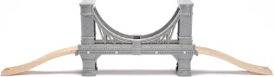 inc. Wooden Train Reversible Bridge with Ascending Tracks, Detailed Recreation, Compatible with All Major Brand Wooden Train Sets, Flips Over to Become a 3-Story Bridge