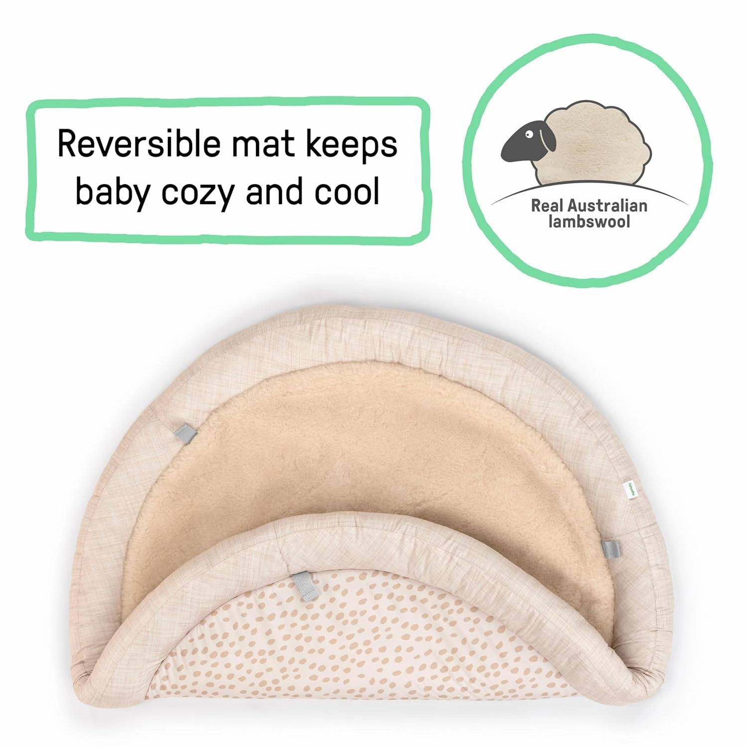 Ingenuity Every Season Plush Lambswool Baby Play Gym and Play Mat, Breathable, Tummy Time Mat, 0  Months - Natural