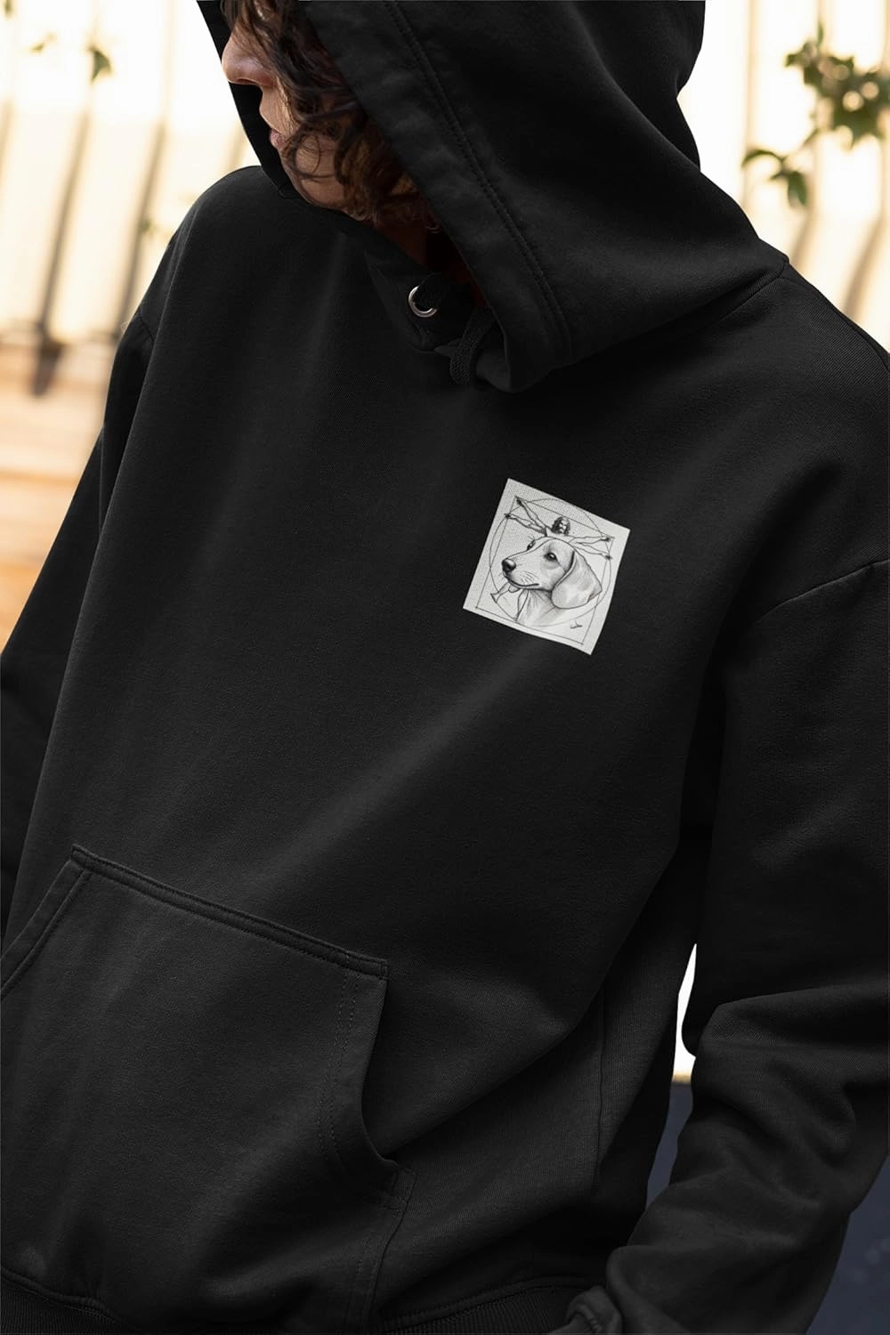 InkPressions Funny Dachshund Vinci Hoodie – Da Vinci Style Dog Art, Witty Wiener Dog Gift