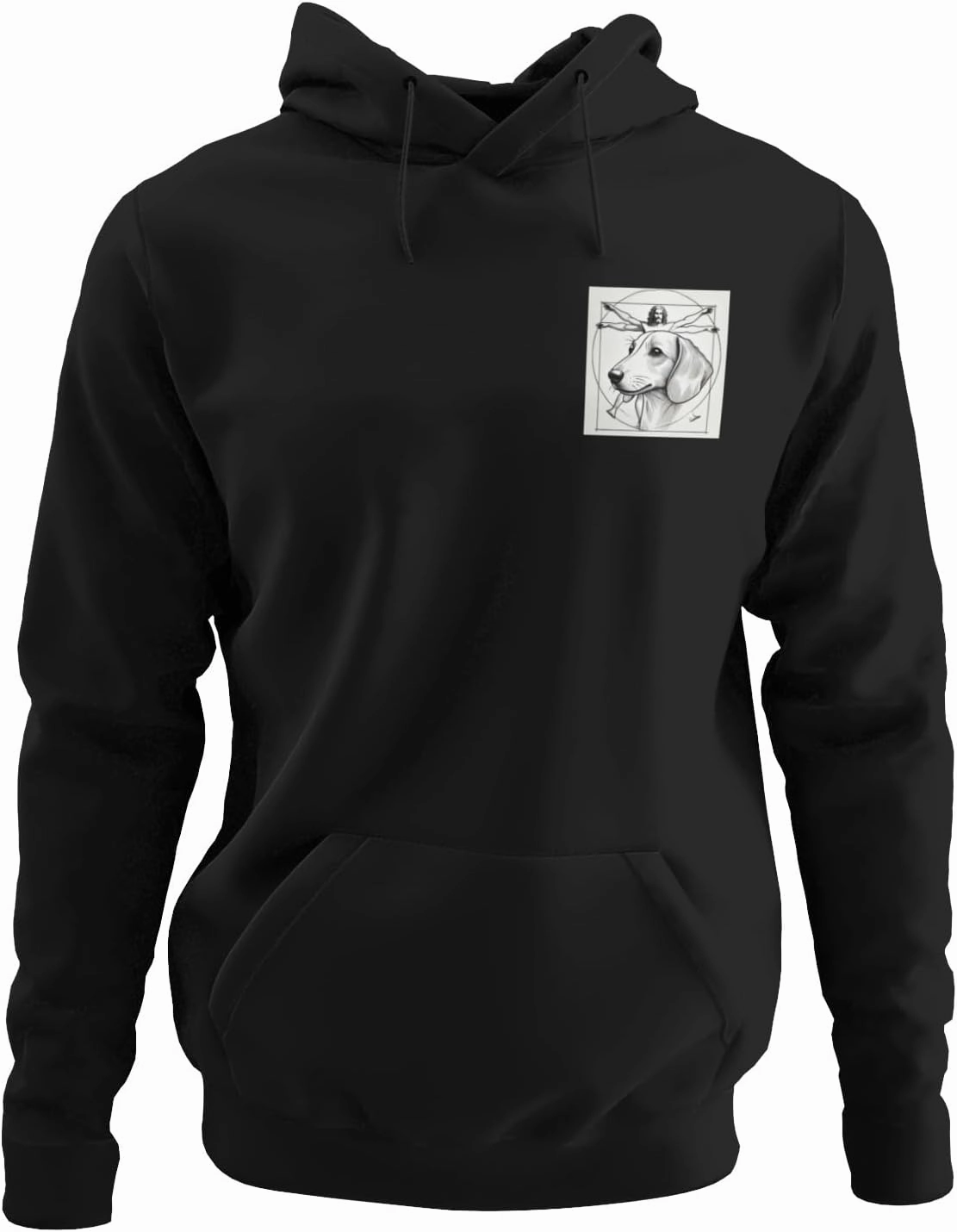 InkPressions Funny Dachshund Vinci Hoodie – Da Vinci Style Dog Art, Witty Wiener Dog Gift