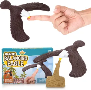 IPIDIPI TOYS Balancing Bird for Finger - Physics and Science Fun - Finger Balance for Party Giveaways, Retro Magic Gift, Stocking Stuffers - 7.5" Wingspan Eagle, Pack of 2