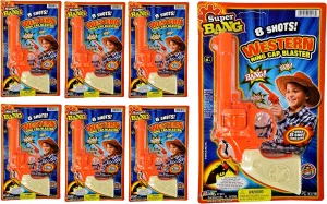 JA-RU Cap Gun Revolver (6 Toy Guns) Cap Gun Ammo 8 Shot Ring. Fake Gun Pistol Toy for Kids. Western Cowboy Toys & Prop Guns. Outdoor Shooter Games. Bulk Play Set. 913-6p